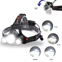 Потужний світлодіодний налобний ліхтарек  3 X LED T6 CREE Потужний світлодіодний налобний ліхтарек  3 X LED T6 CREE